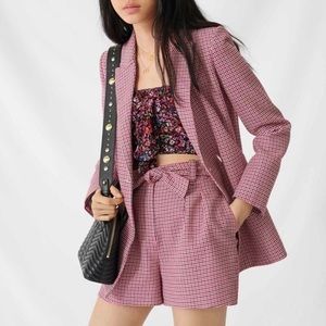 Maje Vic houndstooth Suit Set (Jacket + Shorts)